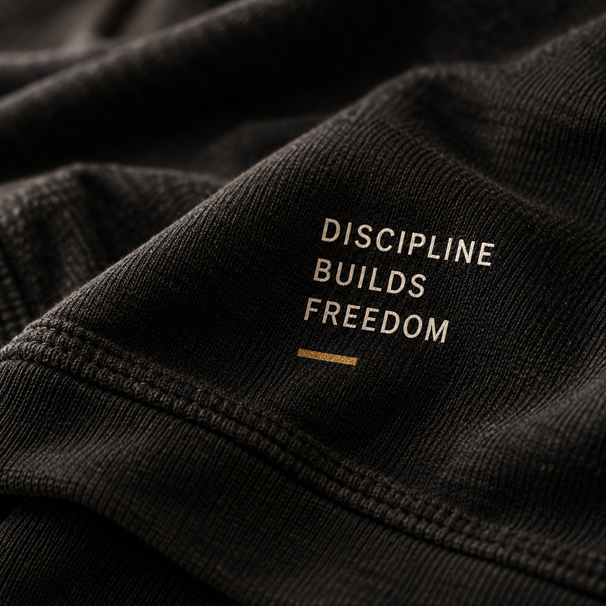 Concept illustration for the Merch Cartel About page: black athletic fabric